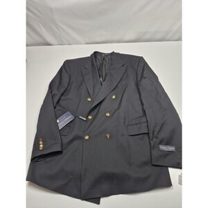 Roberto Zanieri Blazer Mens 50 Black Wool Double-Breasted Sport Coat Italy NWT